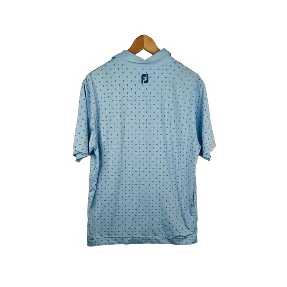 FootJoy FJ Golf Shirt Light Blue Patterned Embroidered Logo Polo Mens Size M - Picture 2 of 10